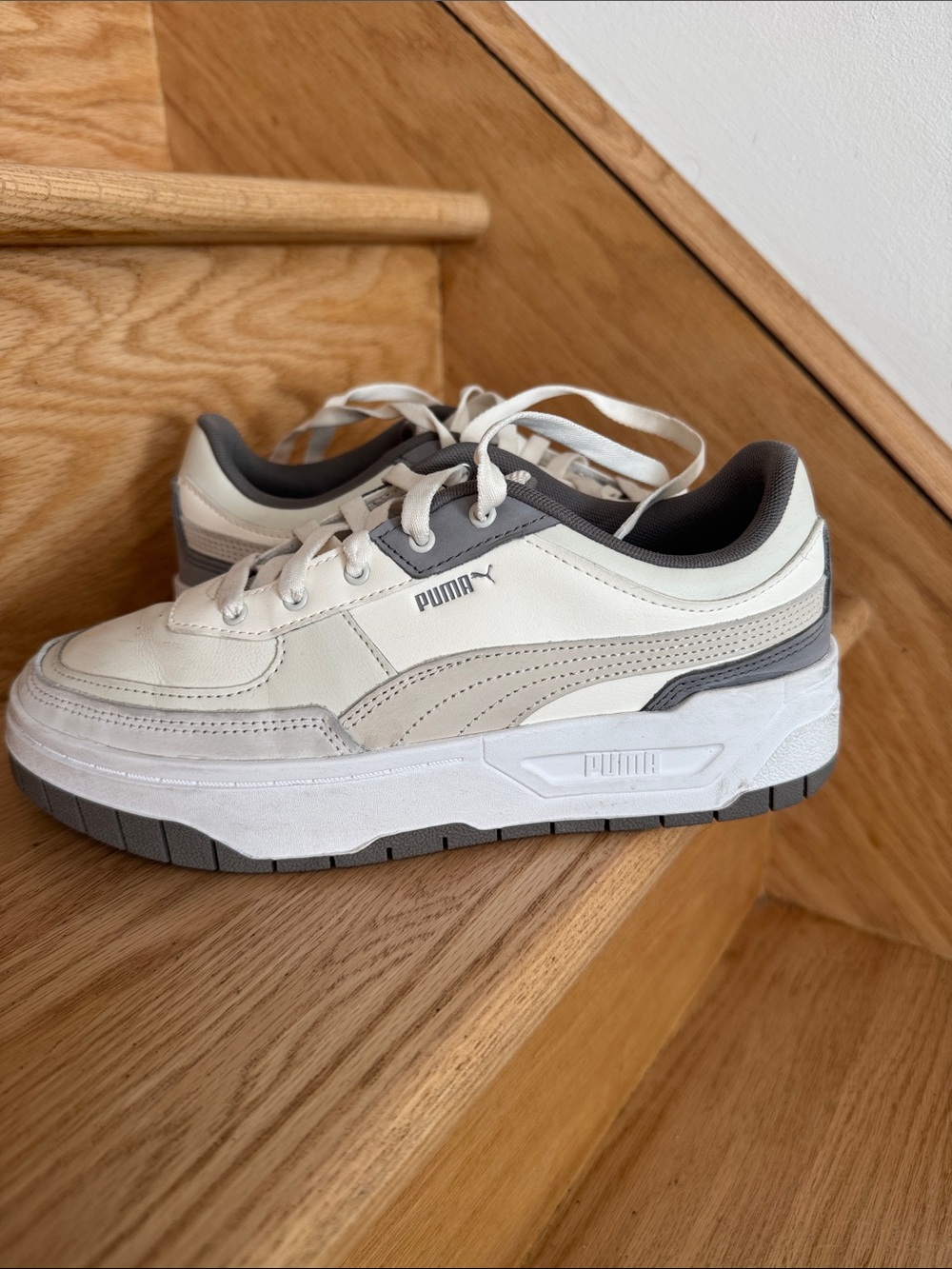 Puma Women's White, Gray & Cream Platform Sneakers